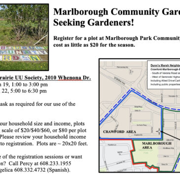 Community Garden Plots for Rent – Marlborough Park, accessible from Whenona Drive at Milford Road