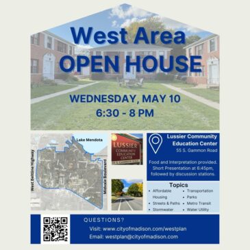 West Area Plan Open House – Wednesday, May 10, 6:30-8:00 p.m. 